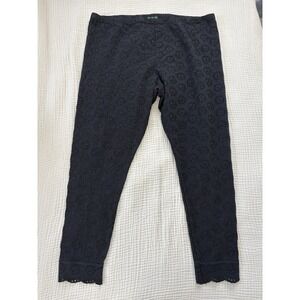 Johnny Was Black Eyelet Pull On Pants Scalloped‎ Hem Women's Plus Size 2X